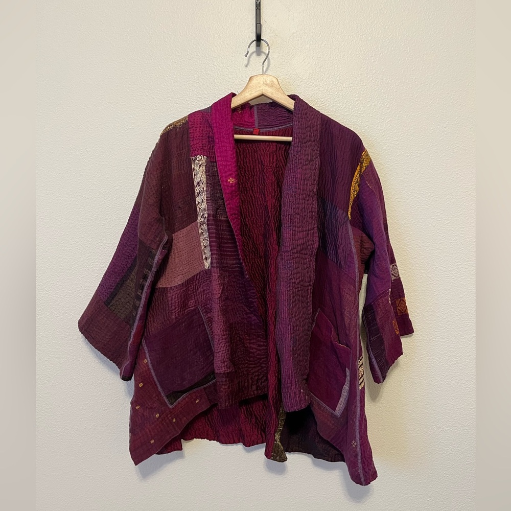 Mieko Mintz Kantha Purple Kimono Cardigan